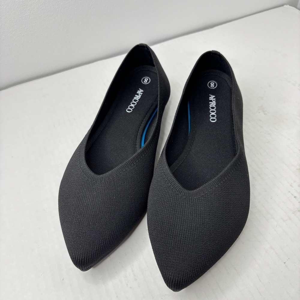 Aprcoco Pointed Toe Stretch Knit Ballet Flats Comfort Shoes Size 8 Black NEW! - Picture 7 of 10